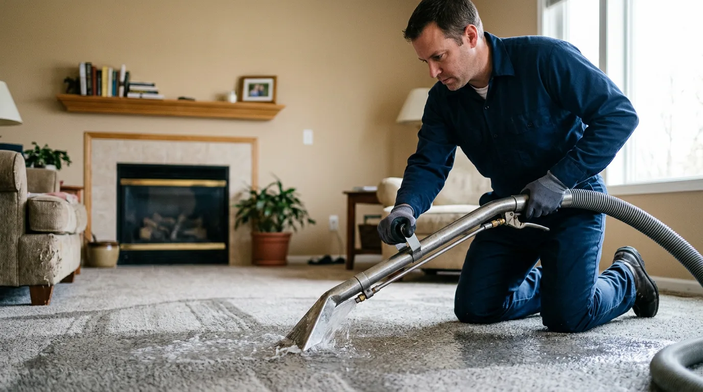 Water damage restoration technician working near Sanger, TX